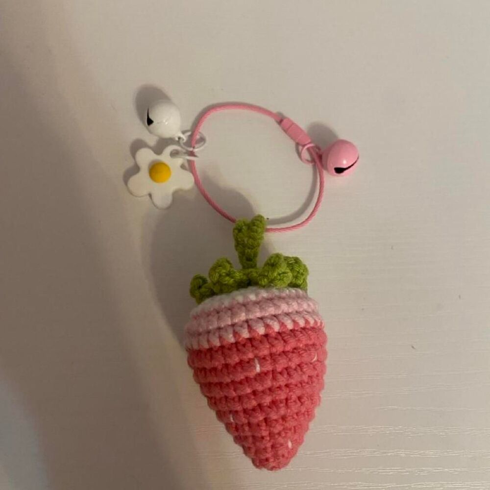 Handmade Crocheted Keychain Strawberry